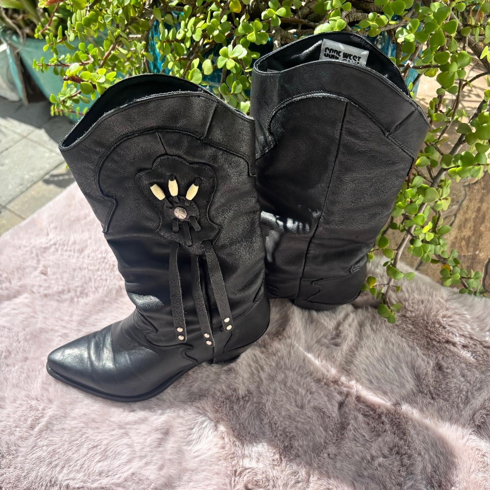 Code West Great Western Boots Black with Tassels Sz 6M - Picture 4 of 8